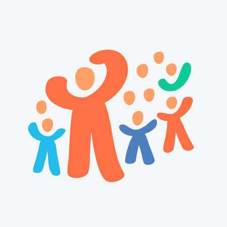 Leader with crowd of people. Vector illustration.のイラスト素材