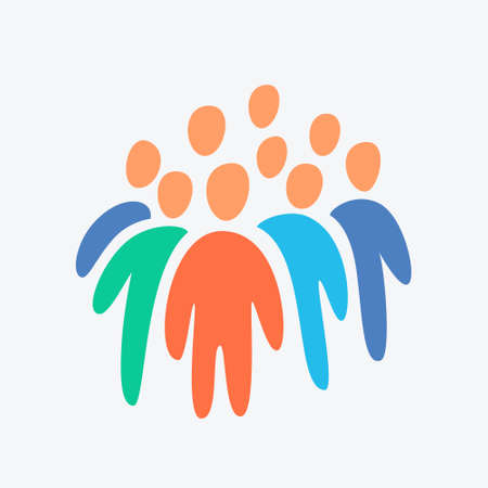 Leader with crowd of people. Vector hand-drawn illustration.のイラスト素材