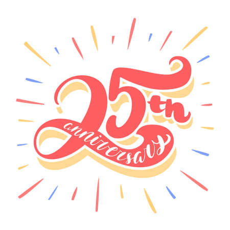 25th anniversary card. Vector lettering.のイラスト素材