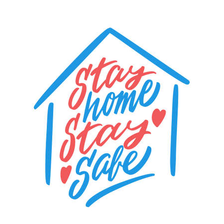 Stay safe. Stay home. COVID 19.のイラスト素材