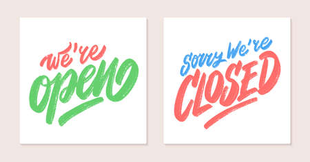 Were open. Sorry, were closed. Vector lettering.の写真素材