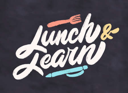 Lunch and learn. Chalkboard vector lettering.のイラスト素材