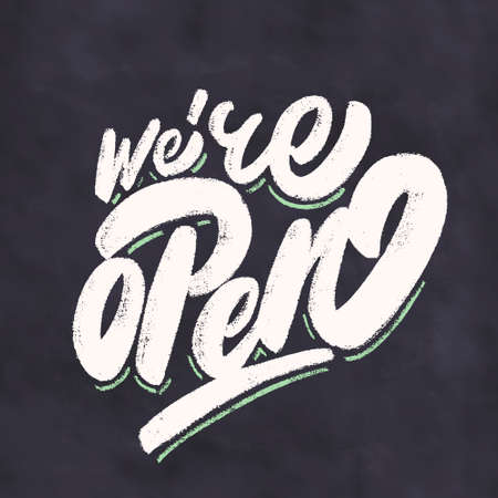 Were open. Chalkboard sign.のイラスト素材