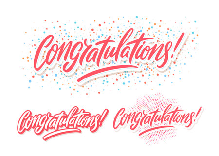 Congratulations. Greetings set. Vector lettering.のイラスト素材