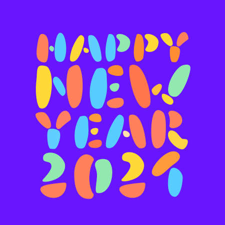 Happy New Year 2021. Greeting card. Vector lettering.のイラスト素材