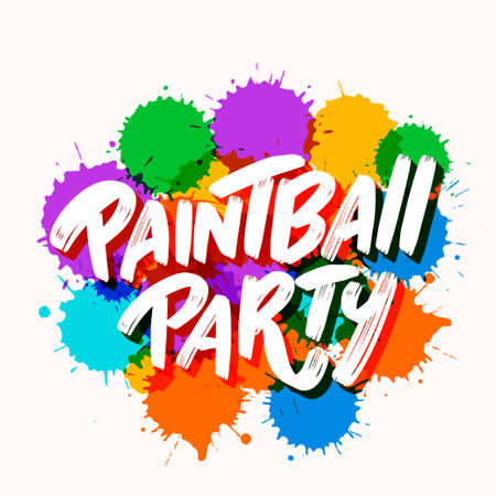 Paintball party. Vector banner.のイラスト素材