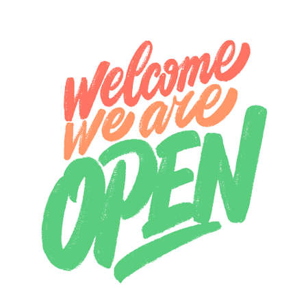 Welcome, we are open. Vector sign.のイラスト素材