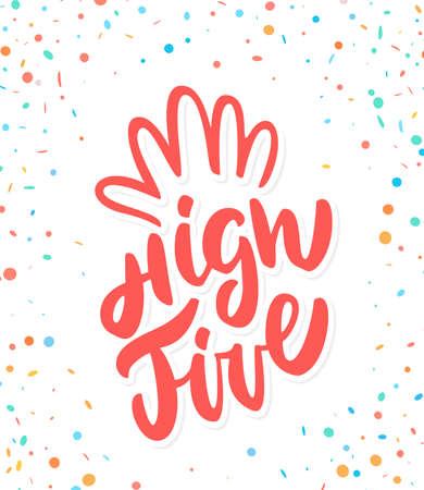 High five. Greeting card.のイラスト素材