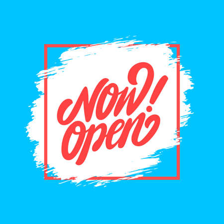 Now open. Vector lettering icon.のイラスト素材