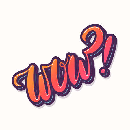 Wow. Vector hand lettering icon.のイラスト素材