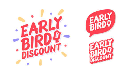 Early bird discount. Vector lettering icons set.のイラスト素材
