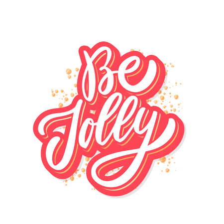 Be jolly. Merry Christmas vector lettering greeting card.のイラスト素材