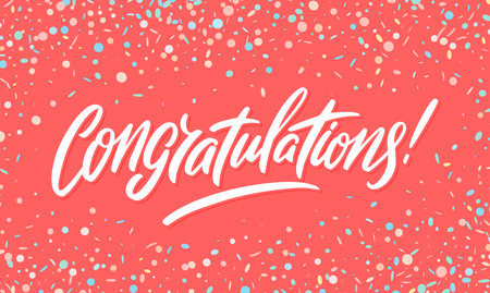 Congratulations. Vector hand drawn lettering card.