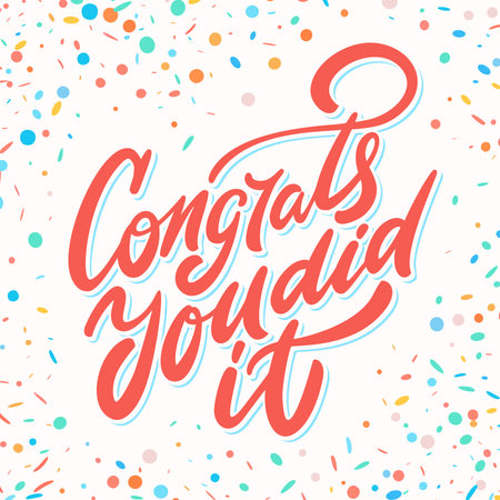 Congrats, you did It. Greeting banner. Vector lettering.のイラスト素材