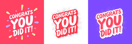 Congrats, you did It. Vector lettering banners set.のイラスト素材