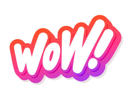 Wow. Vector handwritten lettering icon.のイラスト素材