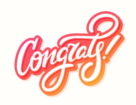 Congrats. Greeting card. Vector handwritten lettering.のイラスト素材