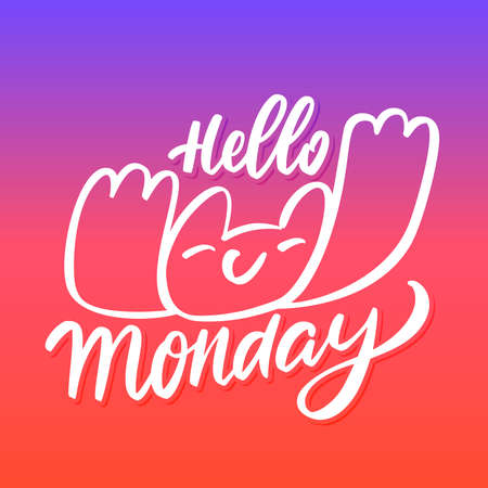 Hello Monday. Vector handwritten lettering banner.のイラスト素材