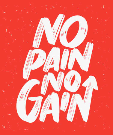 No pain no gain. Motivational handwritten poster.のイラスト素材