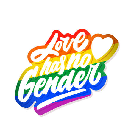 Love has ho gender. Vector handwritten lettering. Vector lettering.のイラスト素材