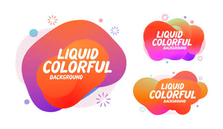 Colorful abstract graphic elements set. Dynamical liquid shapes of different colors.のイラスト素材
