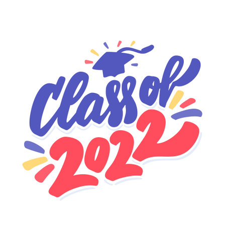Class of 2022. Vector handwritten lettering banner.のイラスト素材