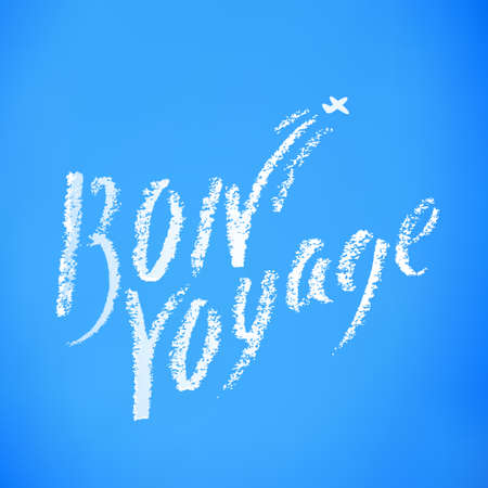 Bon voyage. Vector handwritten lettering card.のイラスト素材