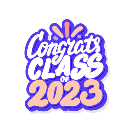 Congrats Class of 2023. Vector handwritten lettering.のイラスト素材