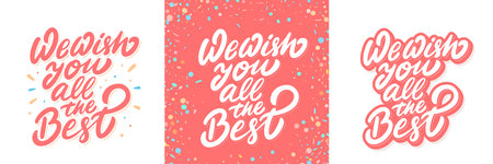 We wish you all the best. Farewell cards. Vector lettering.のイラスト素材