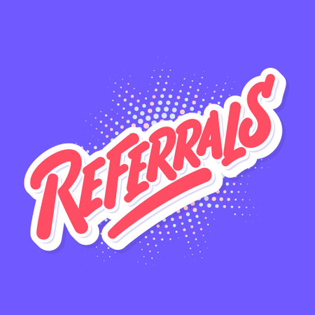 Referrals. Vector handwritten lettering word.のイラスト素材