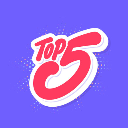 Top 5. Handwritten vector lettering banner.のイラスト素材