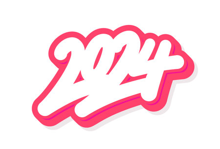2024 year. Vector handwritten lettering text.のイラスト素材