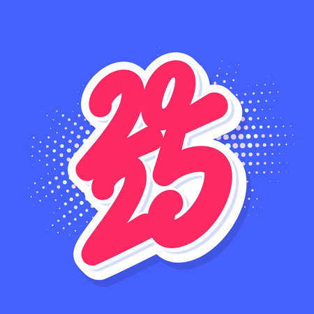 2025. Vector handwritten lettering sticker with new year number.のイラスト素材