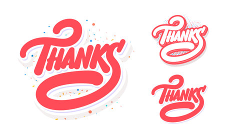 Thanks. Thank you vector handwritten letterings.のイラスト素材