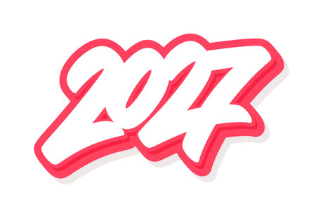 2027 bold red vector number letteringのイラスト素材