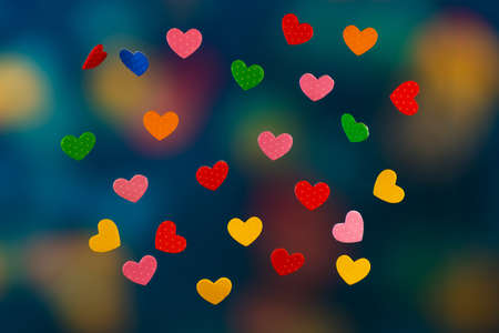 color hearts on bright backgroundの写真素材