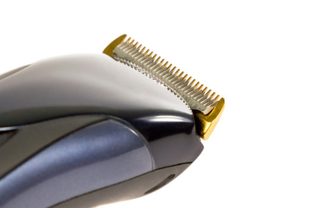 Blades black hair clippers closeup isolated on white background