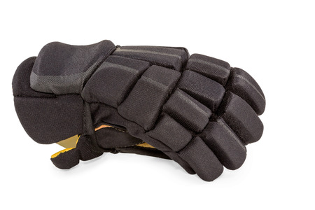Protective hockey gloves black fielder isolated on white backgroundの写真素材