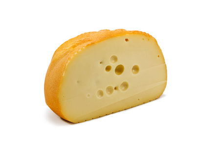 Piece of cheese NAME isolated on white background