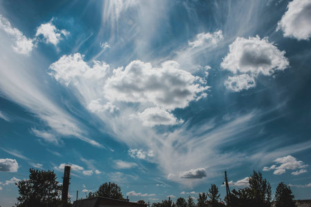 Landscape with a beautiful blue cloudy sky HD