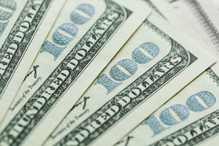 Macro close up of Ben Franklins face on the US 100 dollar