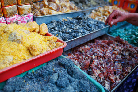 Sale of spices in the markets of Goa and other states of Indiaの写真素材