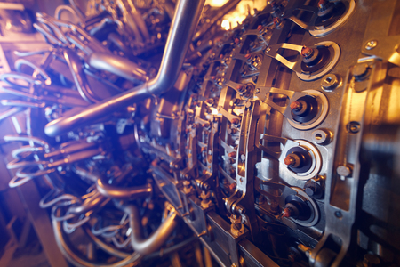 Gas turbine engine of feed gas compressor located inside pressurized enclosure, The gas turbine engine used in offshore oil and gas central processing platform.の写真素材