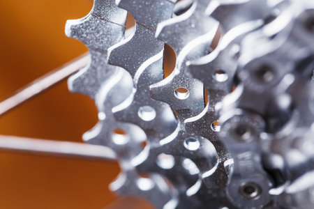 Bicycle wheel and tire close up on tread abstract. Macro.