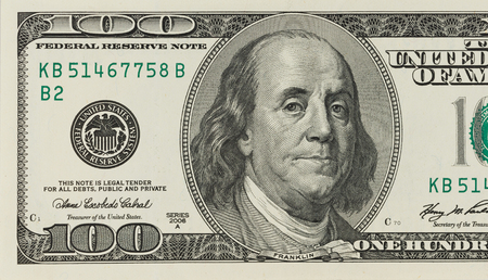 Macro shot of a 100 dollar. Fullの写真素材