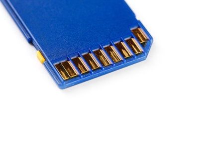 Blue SD Memory Card Isolated on White. Backup concept