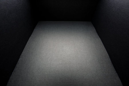 Black box without cover on a white background, view from the inside. Isolate