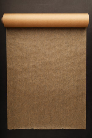 Parchment paper as the background, deployed from a roll. For baking food on dark background, top...