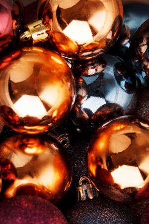 Colorful Christmas balls close up as background. Full screen, New year and Christmas concertの写真素材