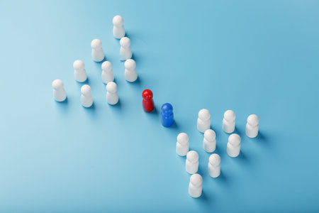 The group conflict between the leaders of companies in business, the rivalry of leaders in blue and...